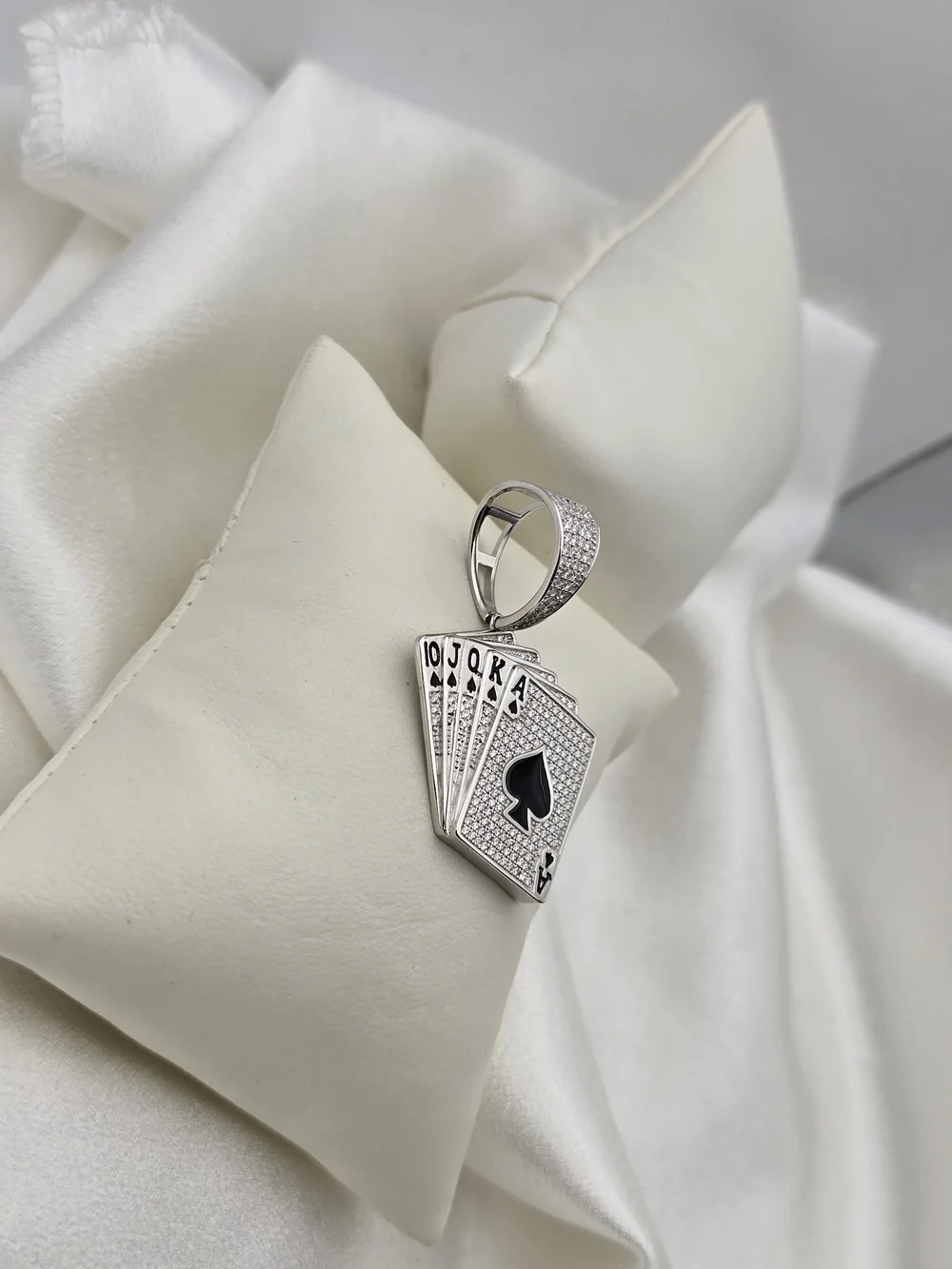 Sterling Silver 925 Moissanite  Lucky Cards Pendant
